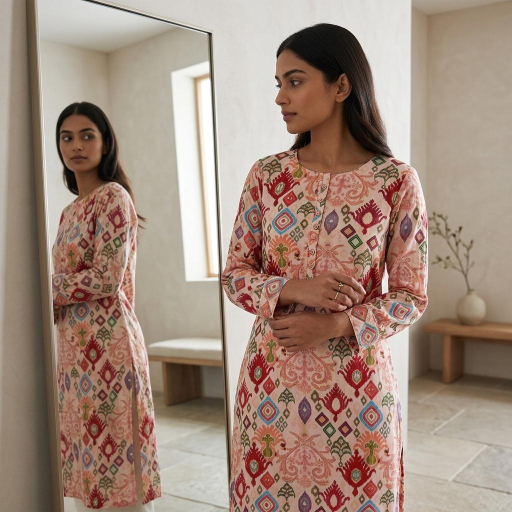 Orange Rayon Kurti