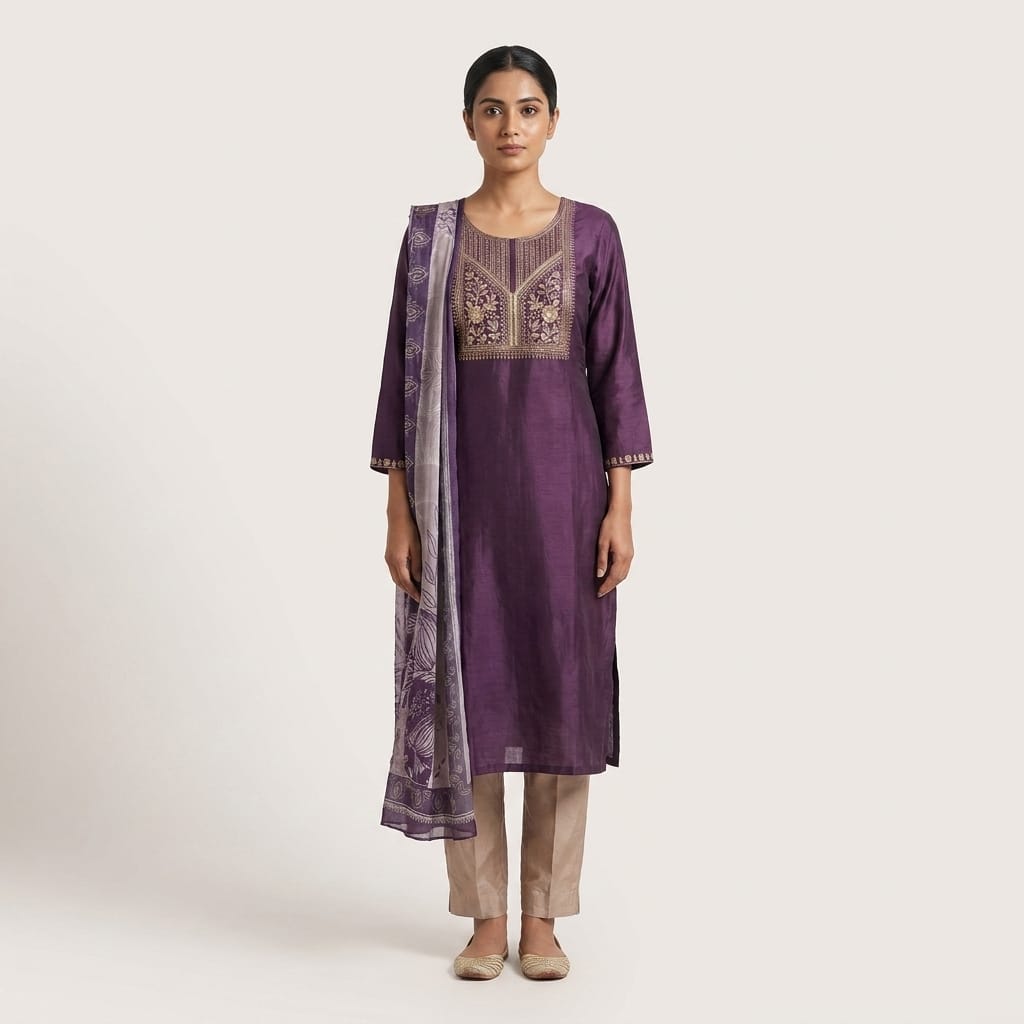 Purple Cotton Silk Salwar