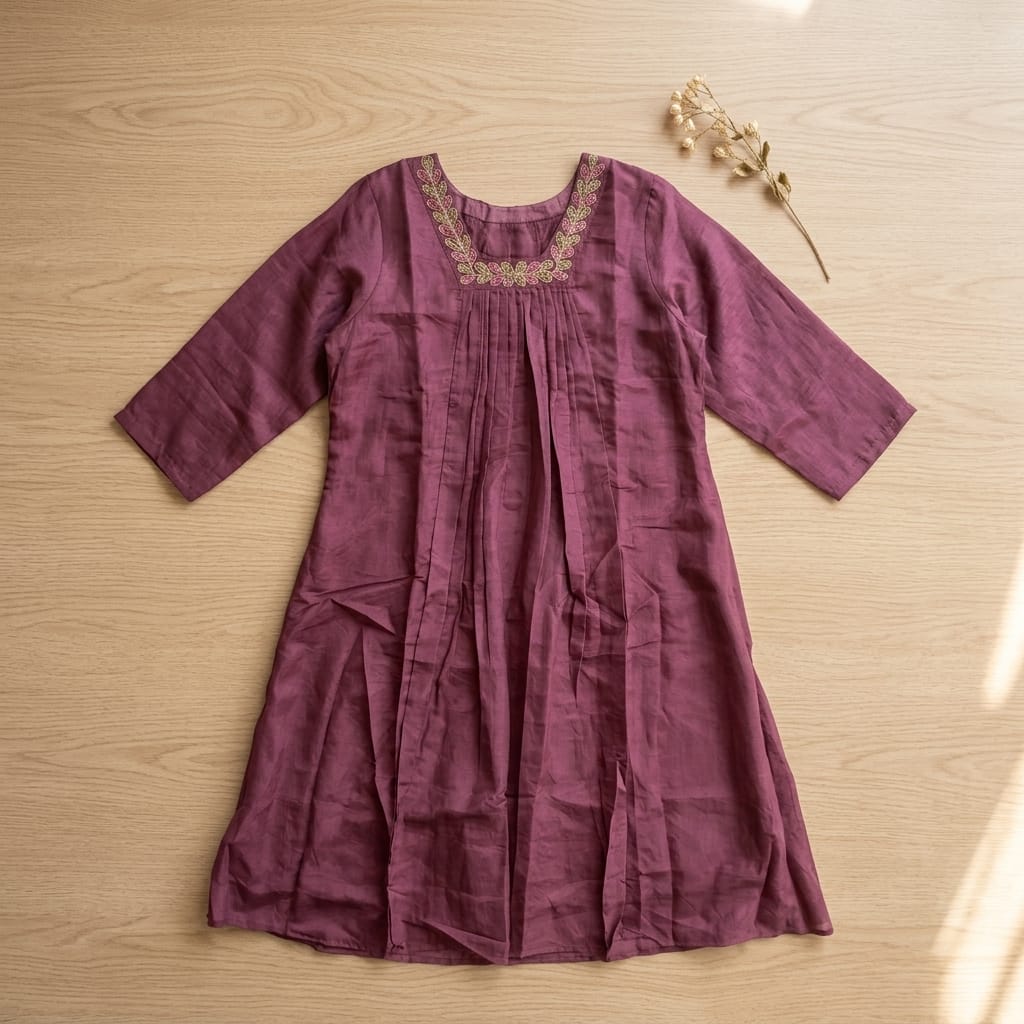 Mauve Cotton Silk Kurti