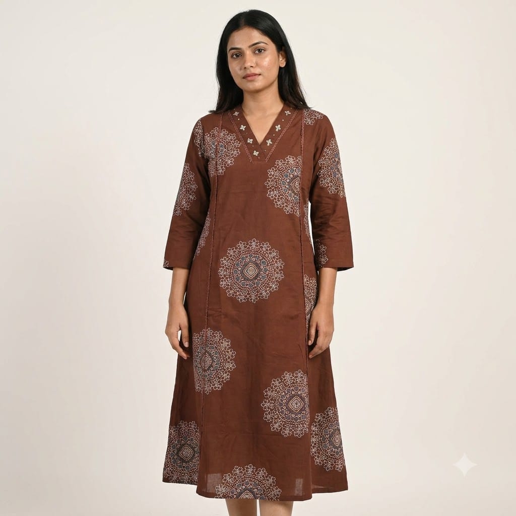 Brick Cotton Kurti | 11446