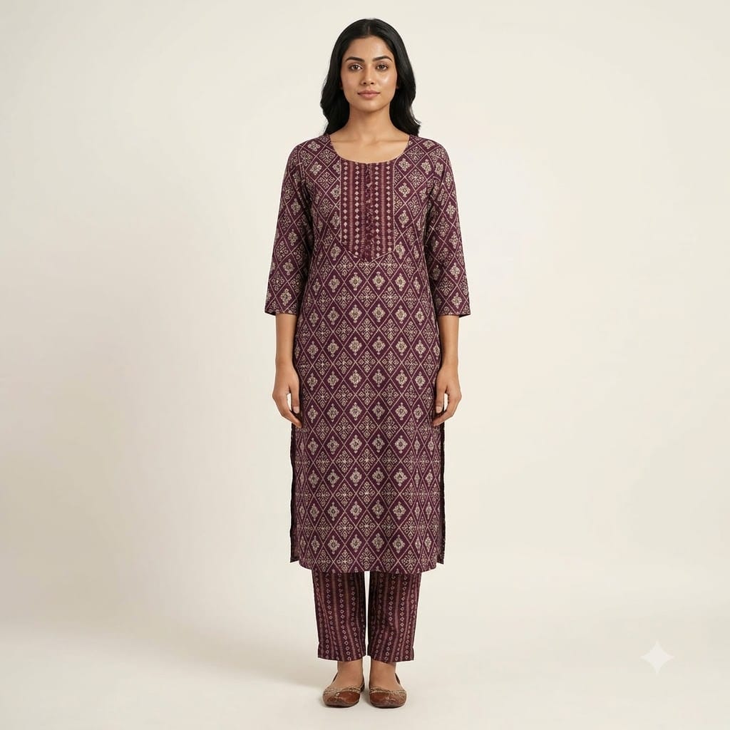 Purple Cotton Silk Co-ord Set | 11458