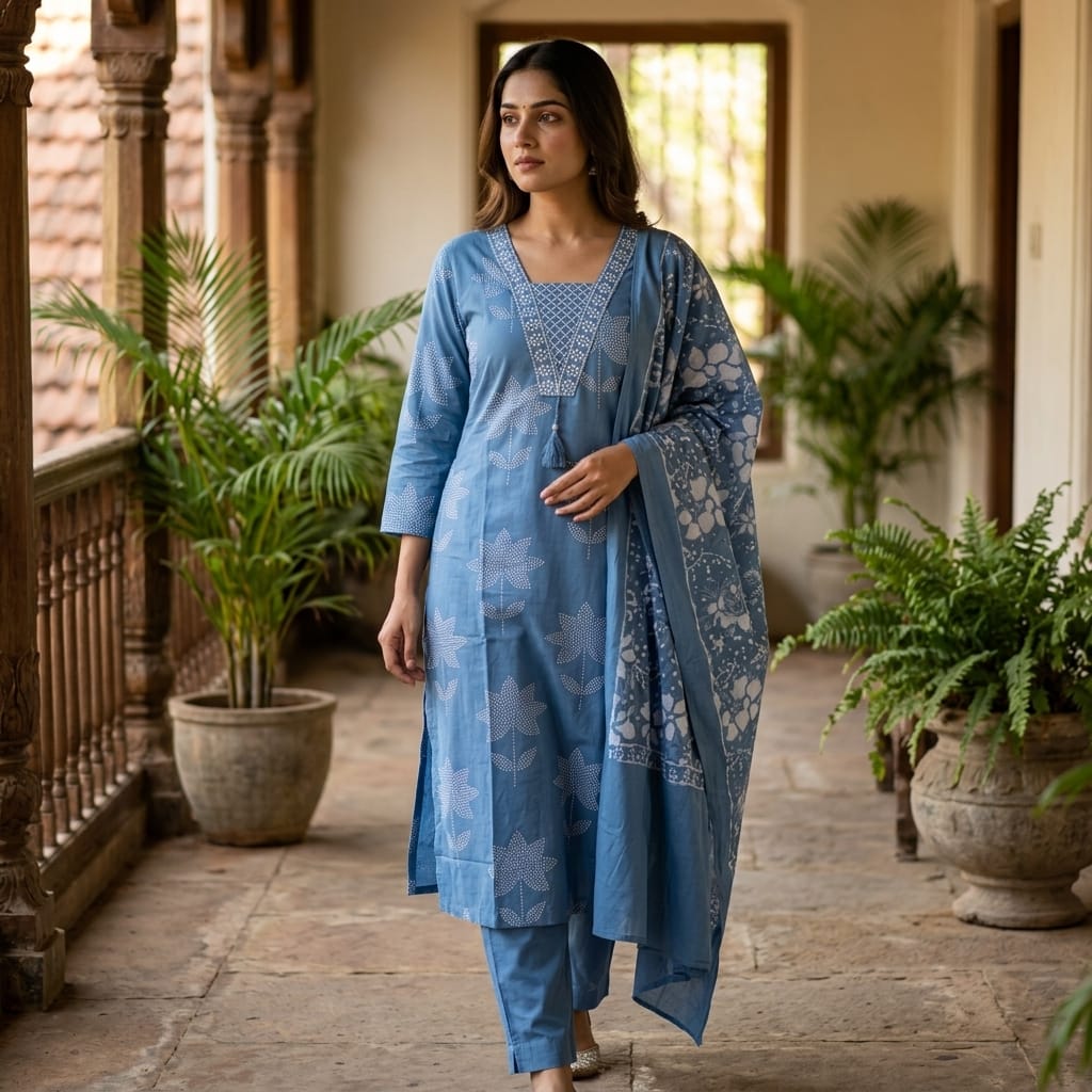 Blue Cotton Salwar| 11264