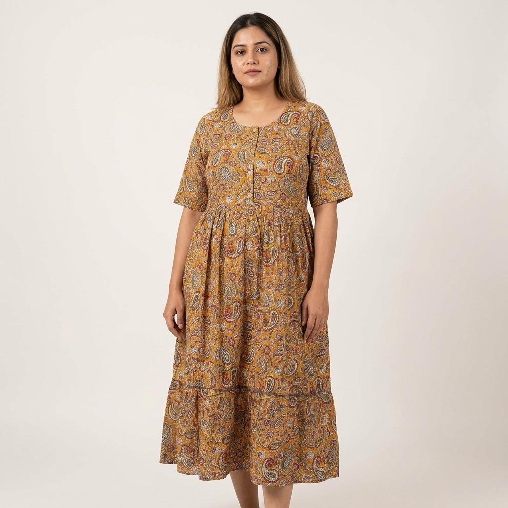Mustard Yellow Cotton Kurti
