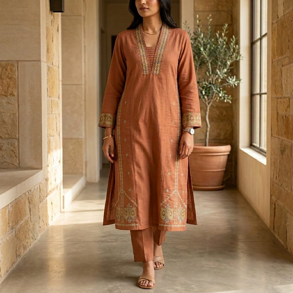 Rust Orange Cotton Co-ord Set