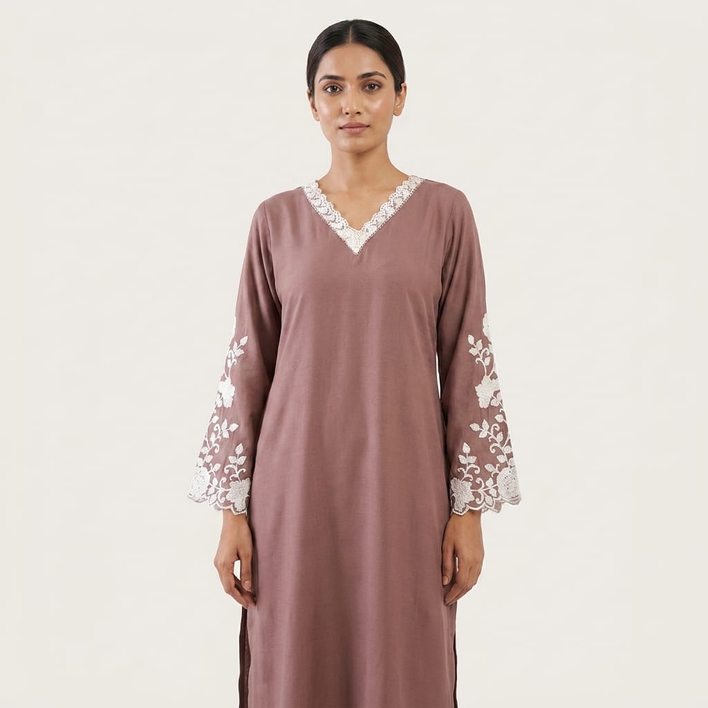 Brown Chanderi Silk Kurti | 11310