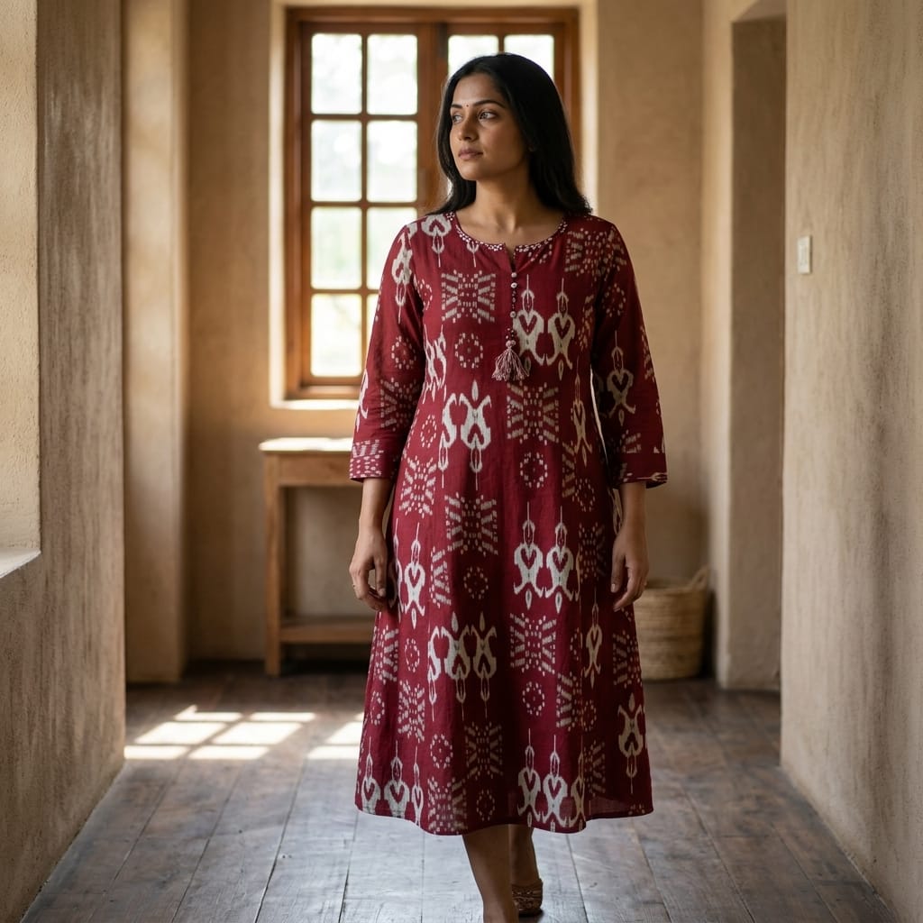 Maroon Cotton Kurti