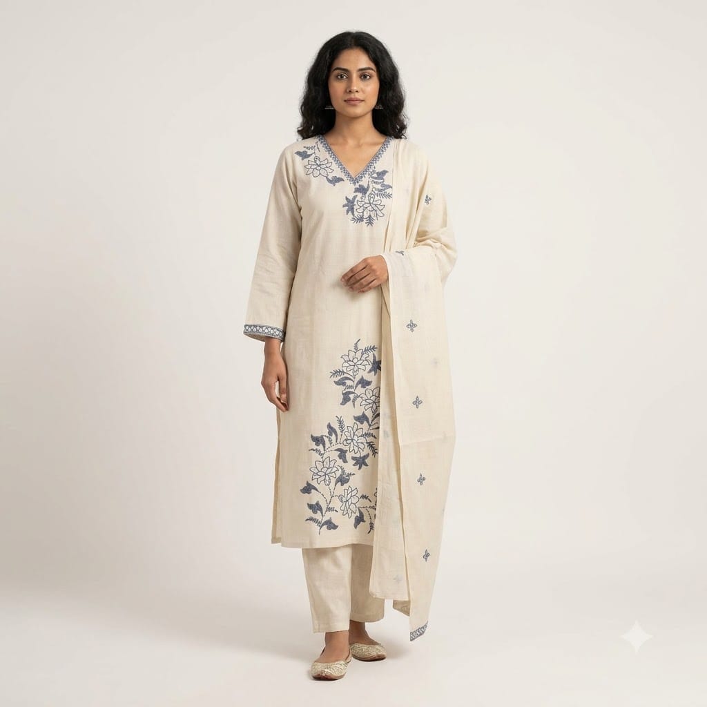 Cream Cotton Silk Salwar | 11405