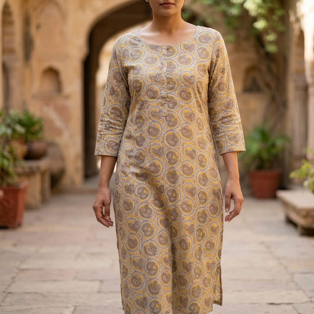 Beige Rayon Kurti