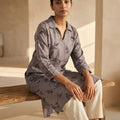 Grey Cotton Silk Kurti