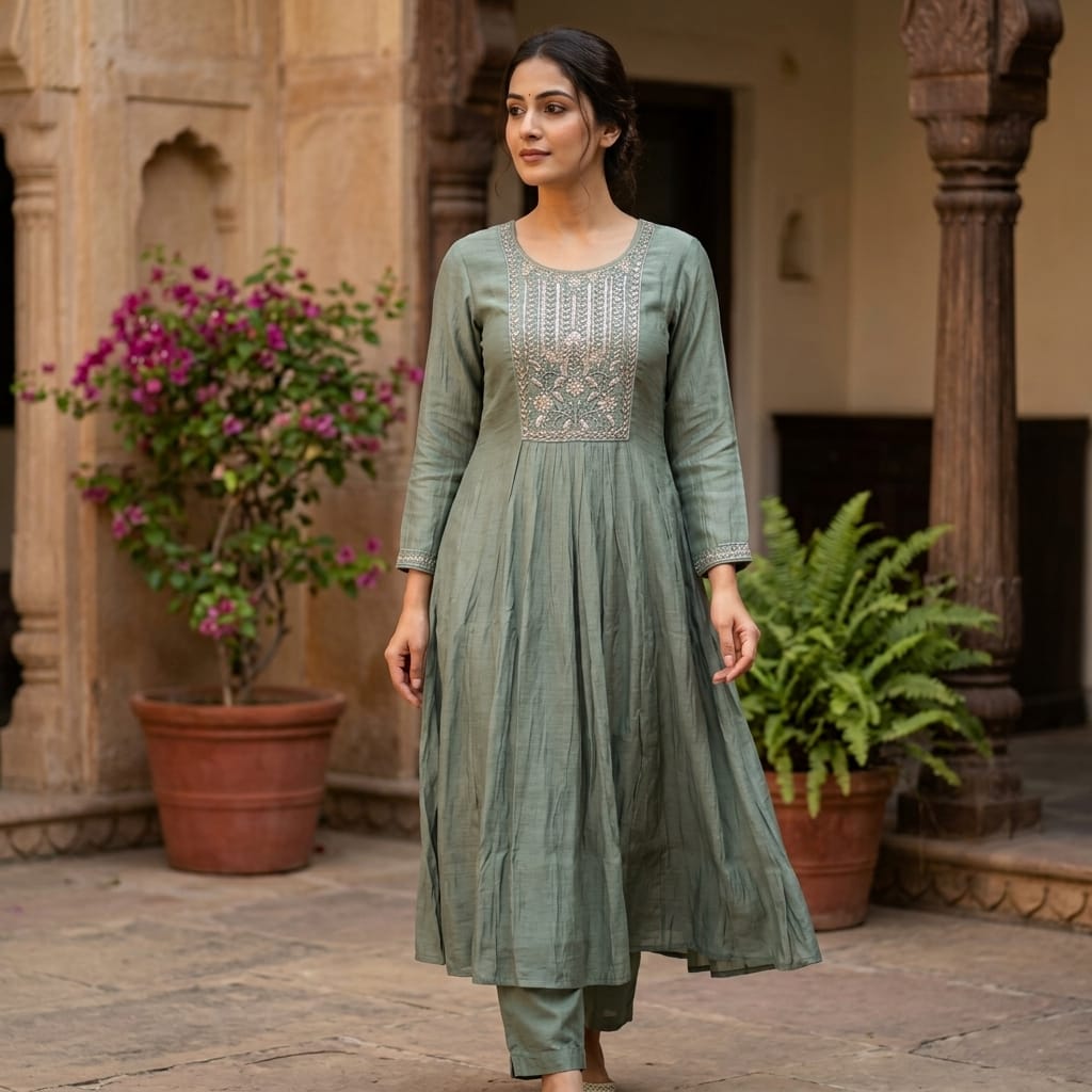 Sage Green Chanderi Silk Salwar| 11300