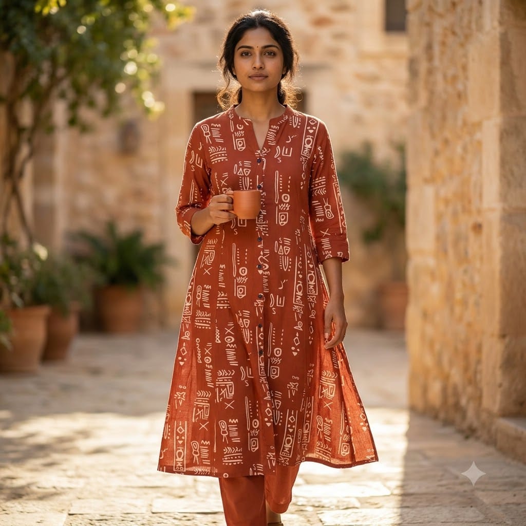 Rust Orange Cotton Co-ord Set | 11361