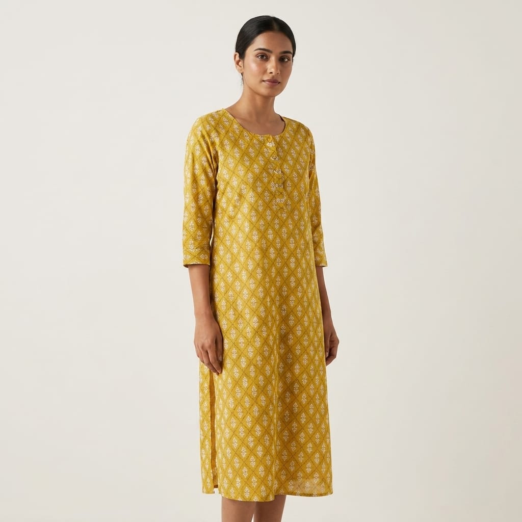 Mustard Rayon Kurti