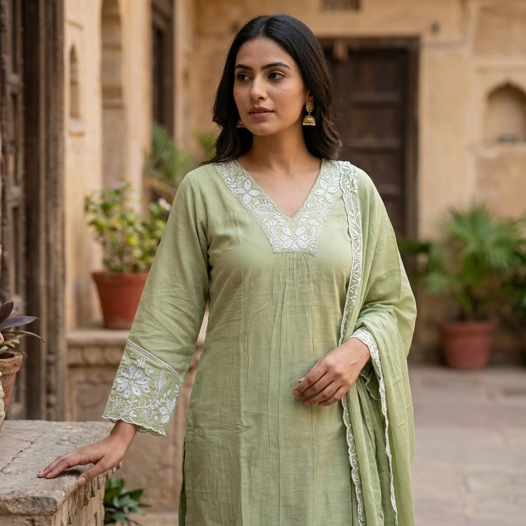 Lemon Green Cotton Salwar | 11287