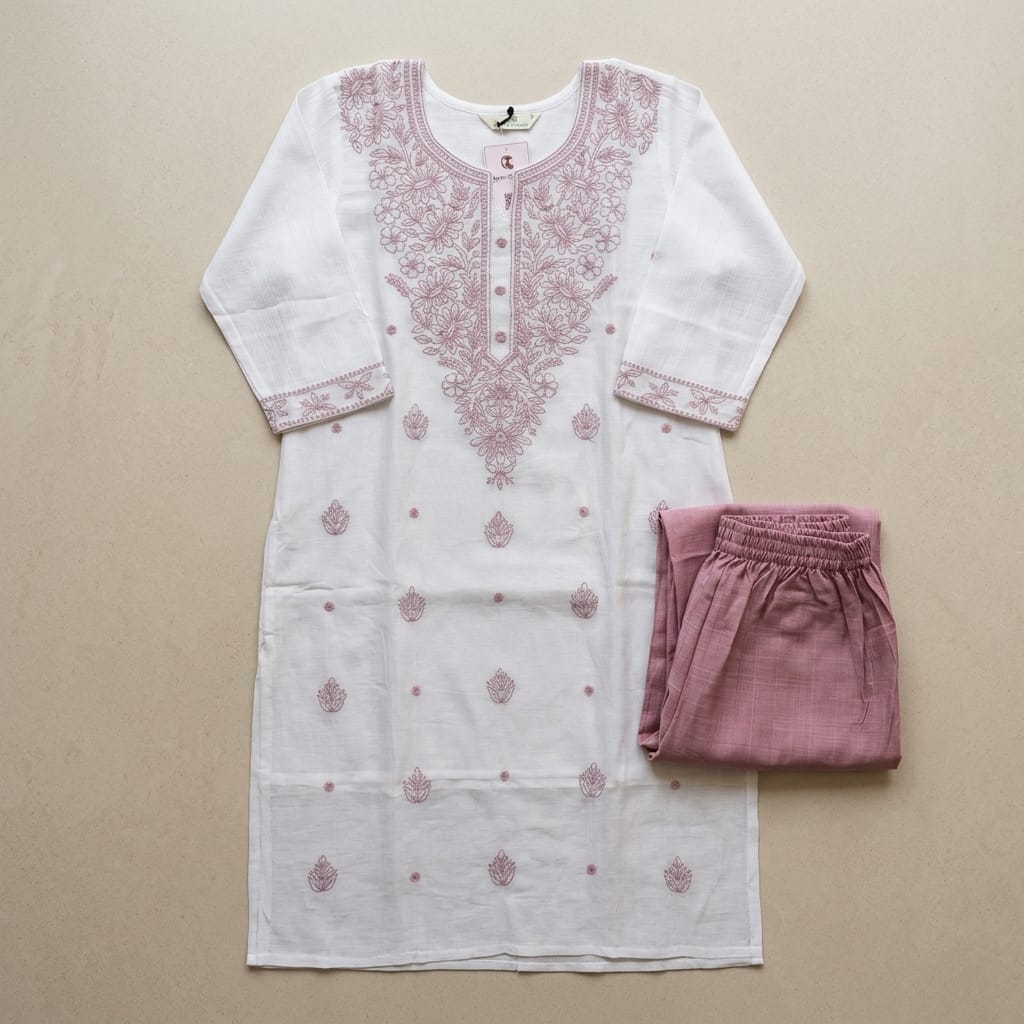 White Cotton Silk Co-ord Set