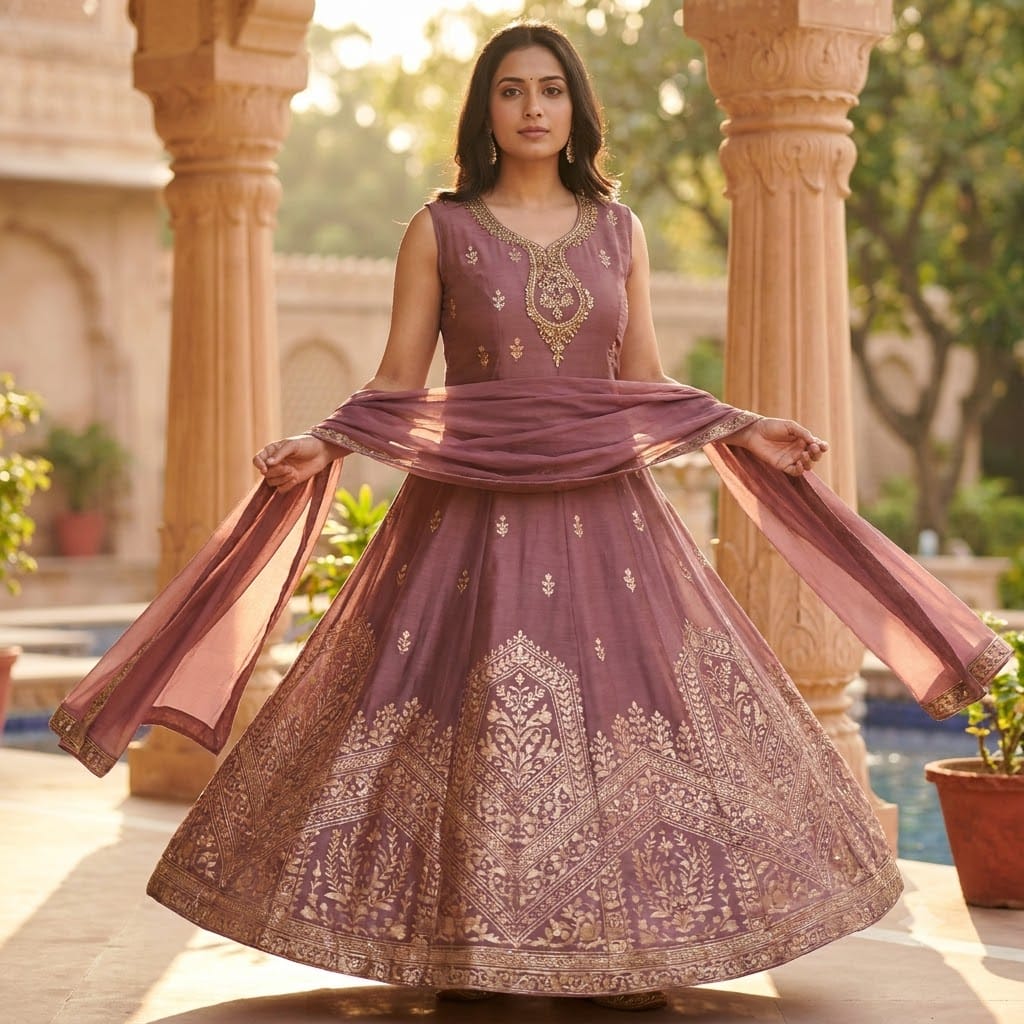 Dark Mauve Synthetic Salwar | 11269