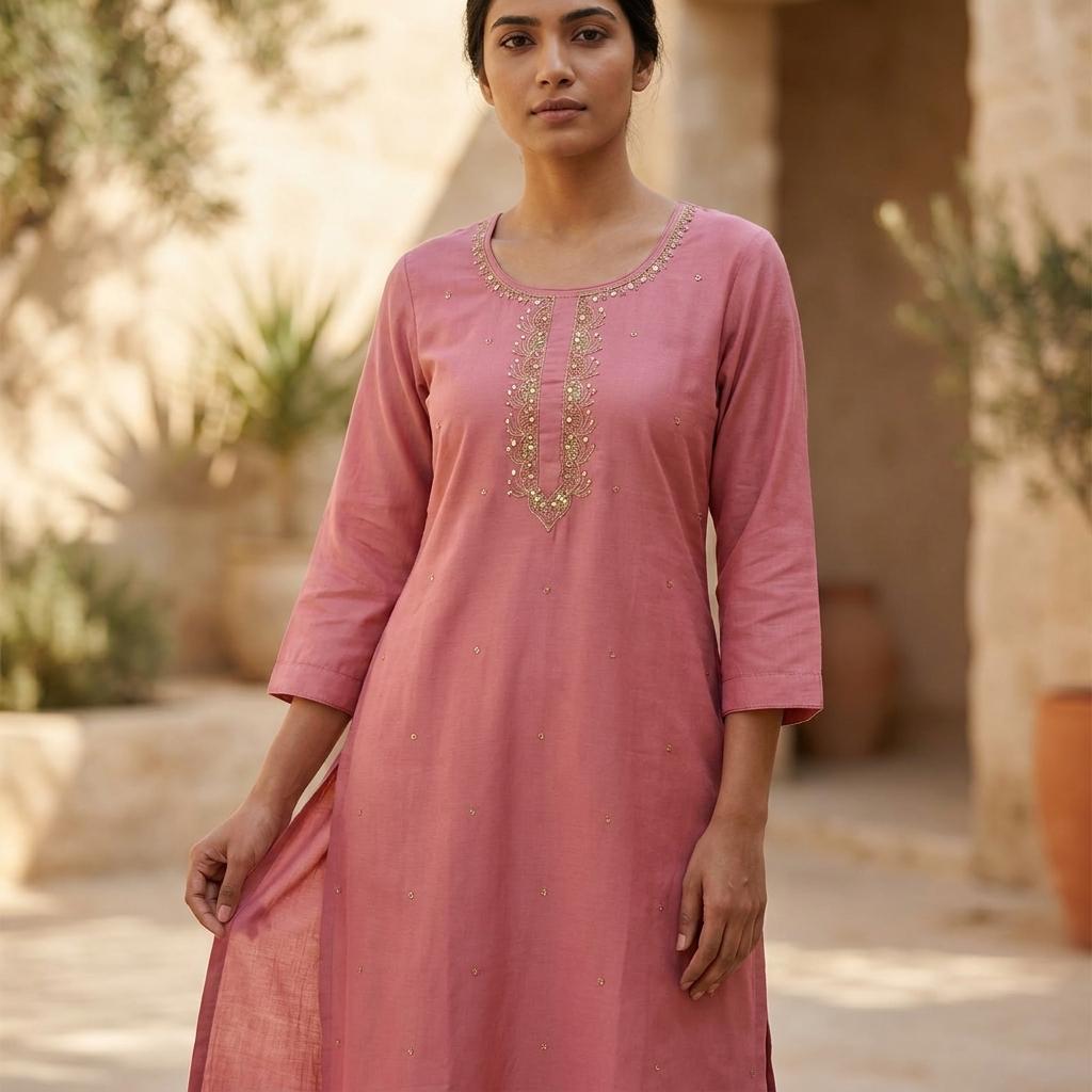 Onion Cotton Silk Kurti