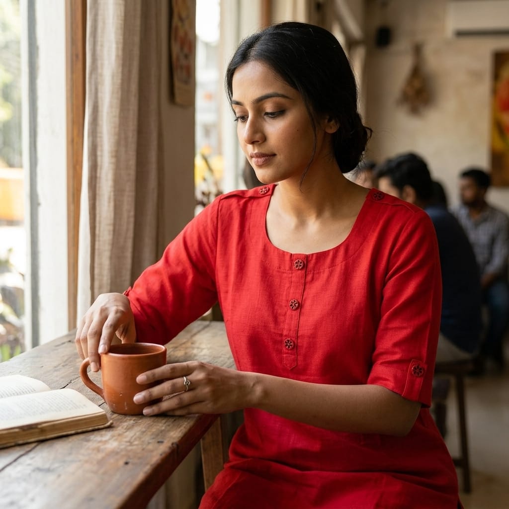 Red Rayon Kurti