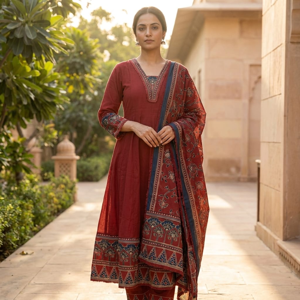 Red Cotton Anarkali Salwar | 11281