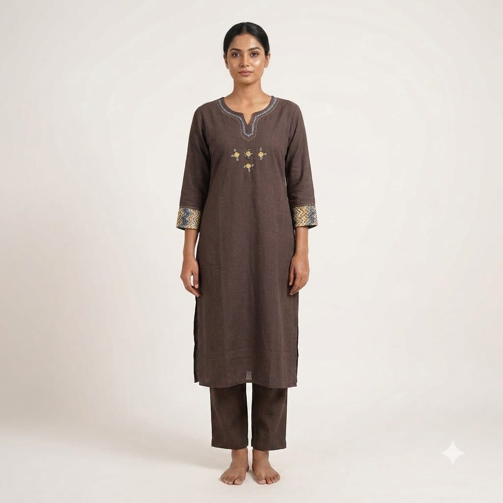 Brown Cotton Co-ord Set | 11337