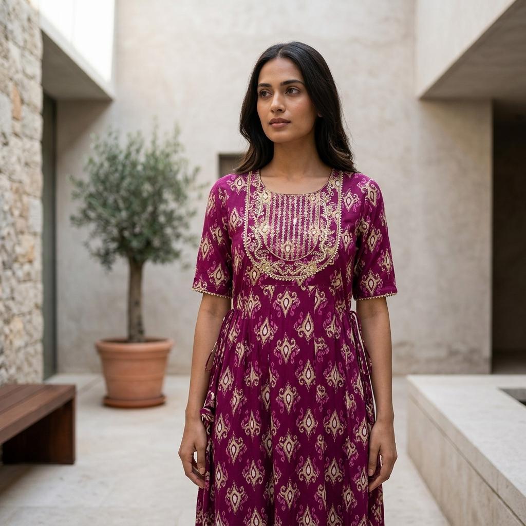 Magenta Cotton Kurti