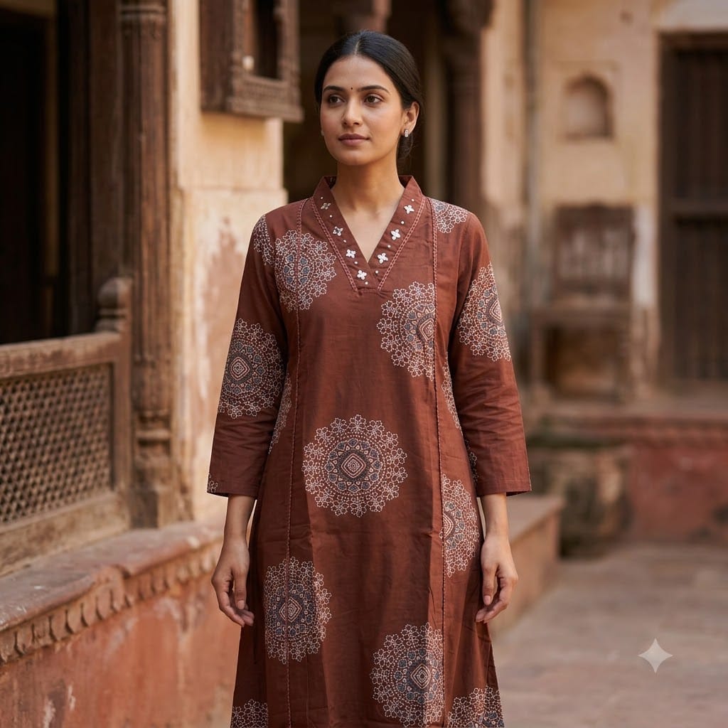 Brick Cotton Kurti | 11446