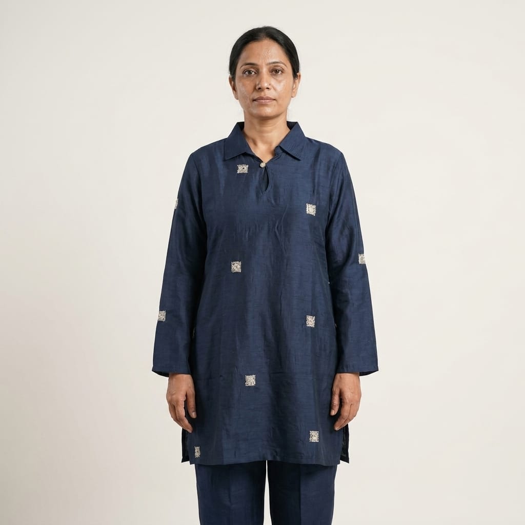 Blue Cotton Silk Co-ord Set | 11316