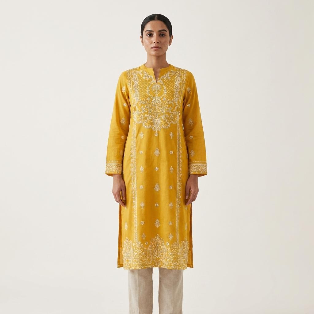 Yellow Linen Kurti