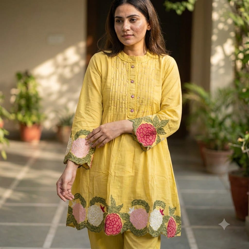 Yellow Cotton Co-ord Set | 11385