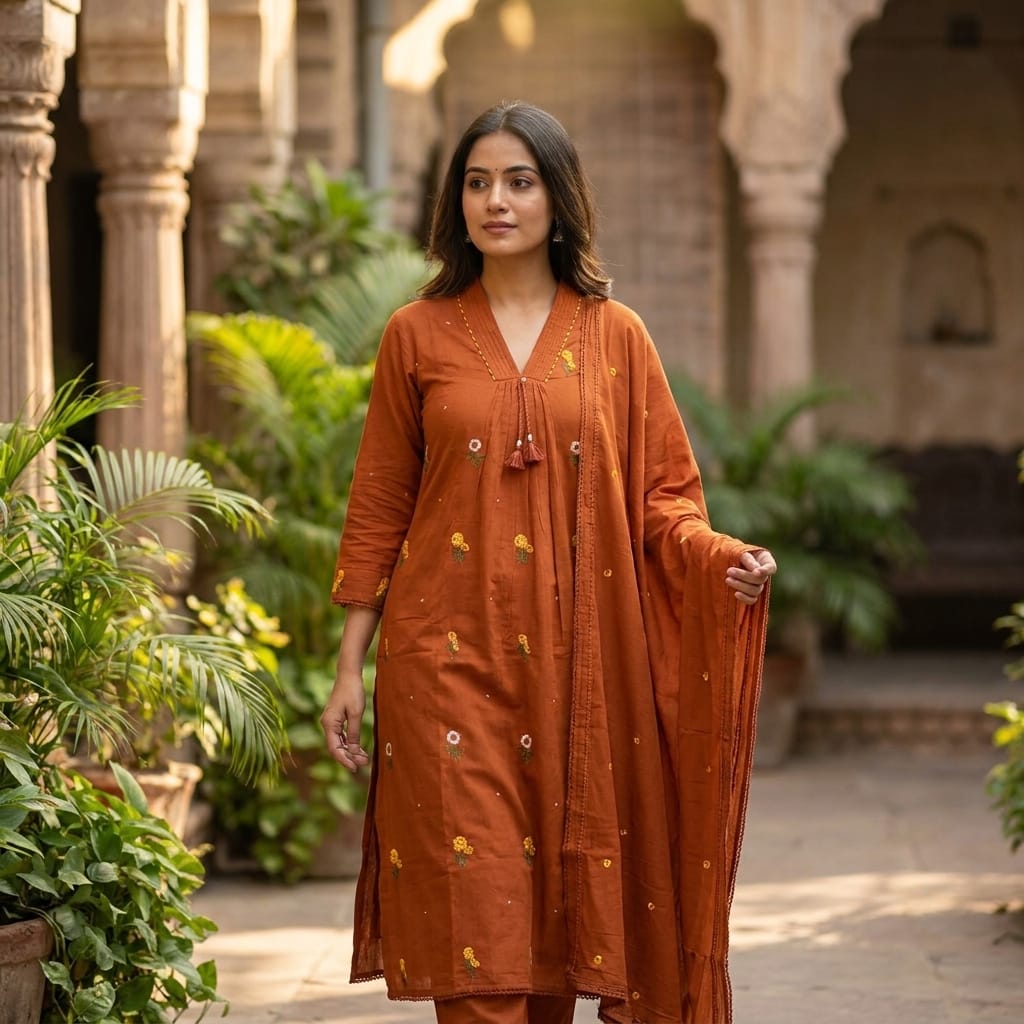 Orange Cotton Salwar | 11308
