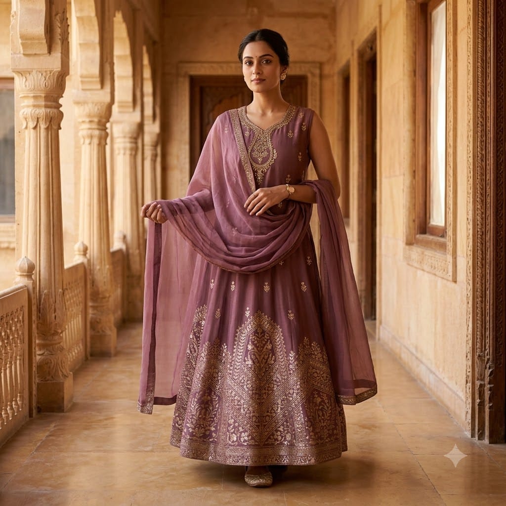 Dark Mauve Synthetic Salwar | 11269