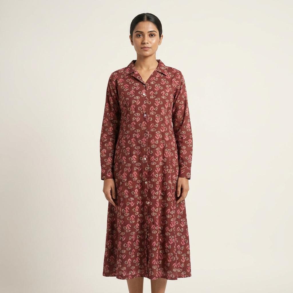 Brick Red Cotton Kurti