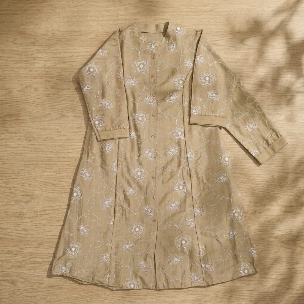 Taupe Cotton Silk Kurti