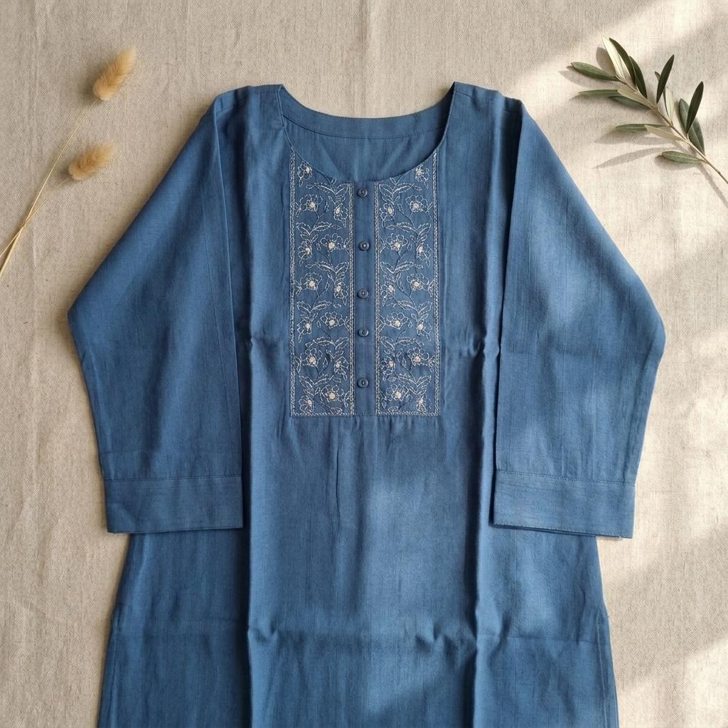 Blue Cotton Kurti