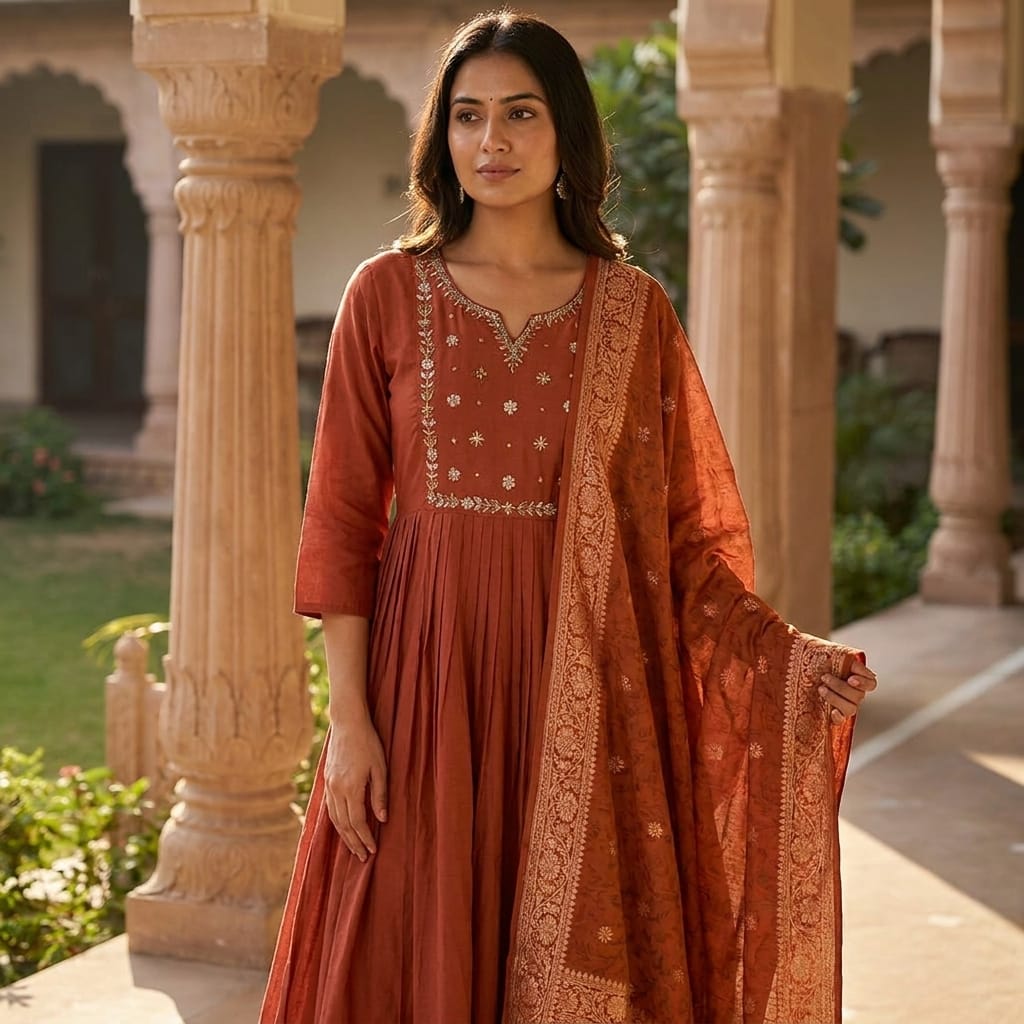 Orange Chanderi Silk Salwar | 11295