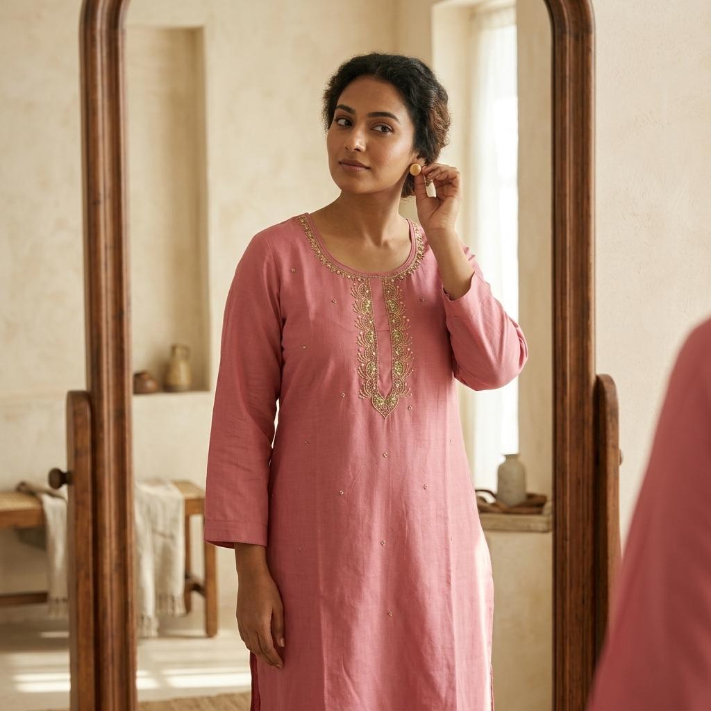 Onion Cotton Silk Kurti
