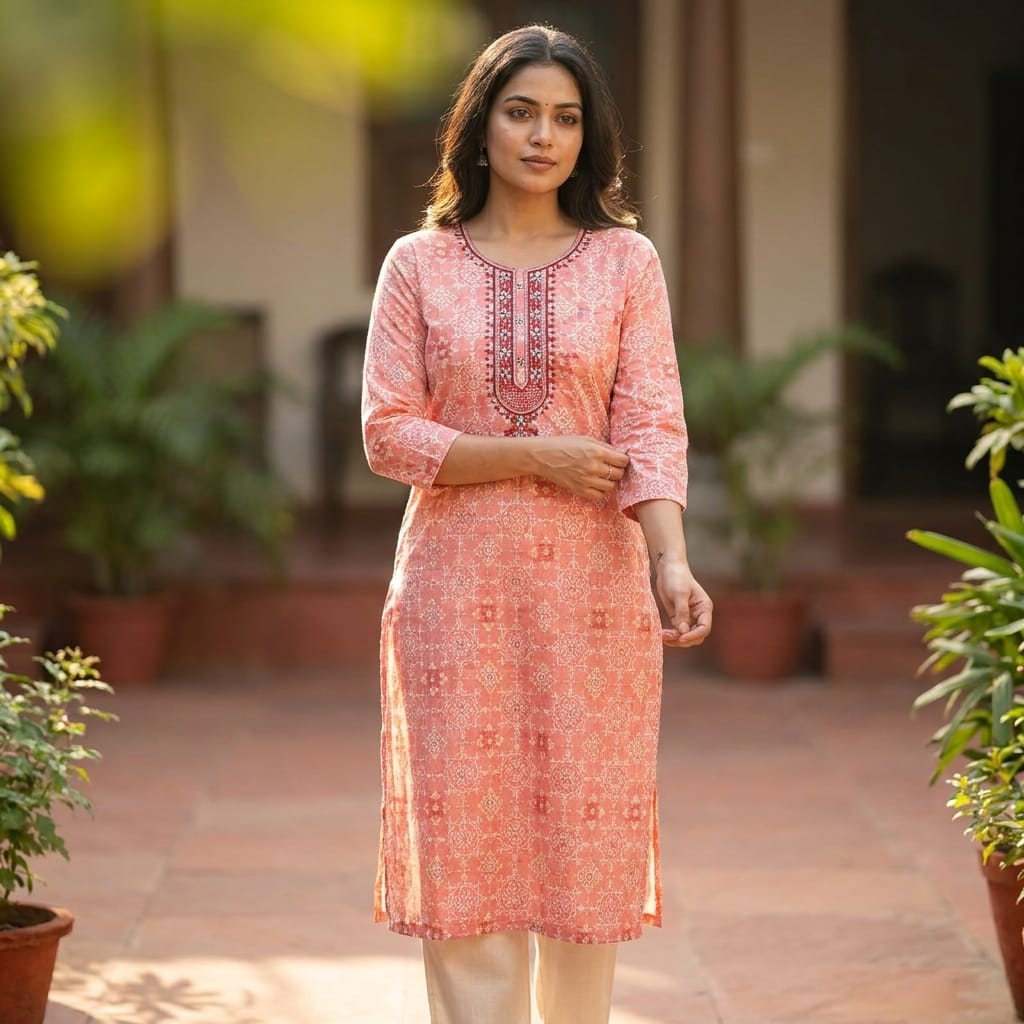 Peach Rayon Kurti