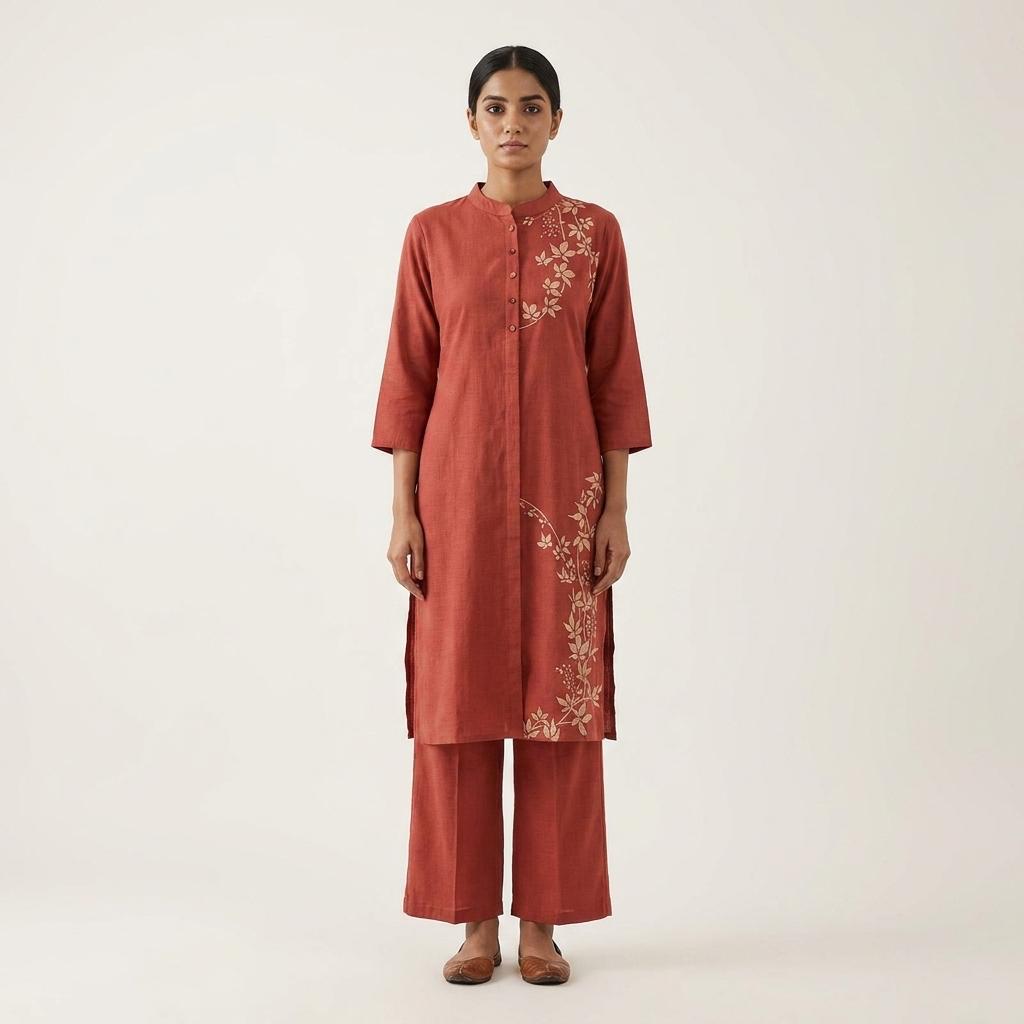 Rust Orange Rayon Co-ord Set