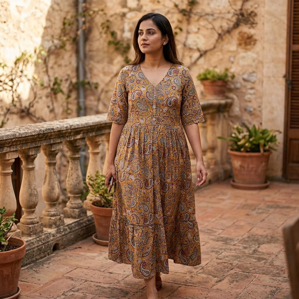 Mustard Yellow Cotton Kurti
