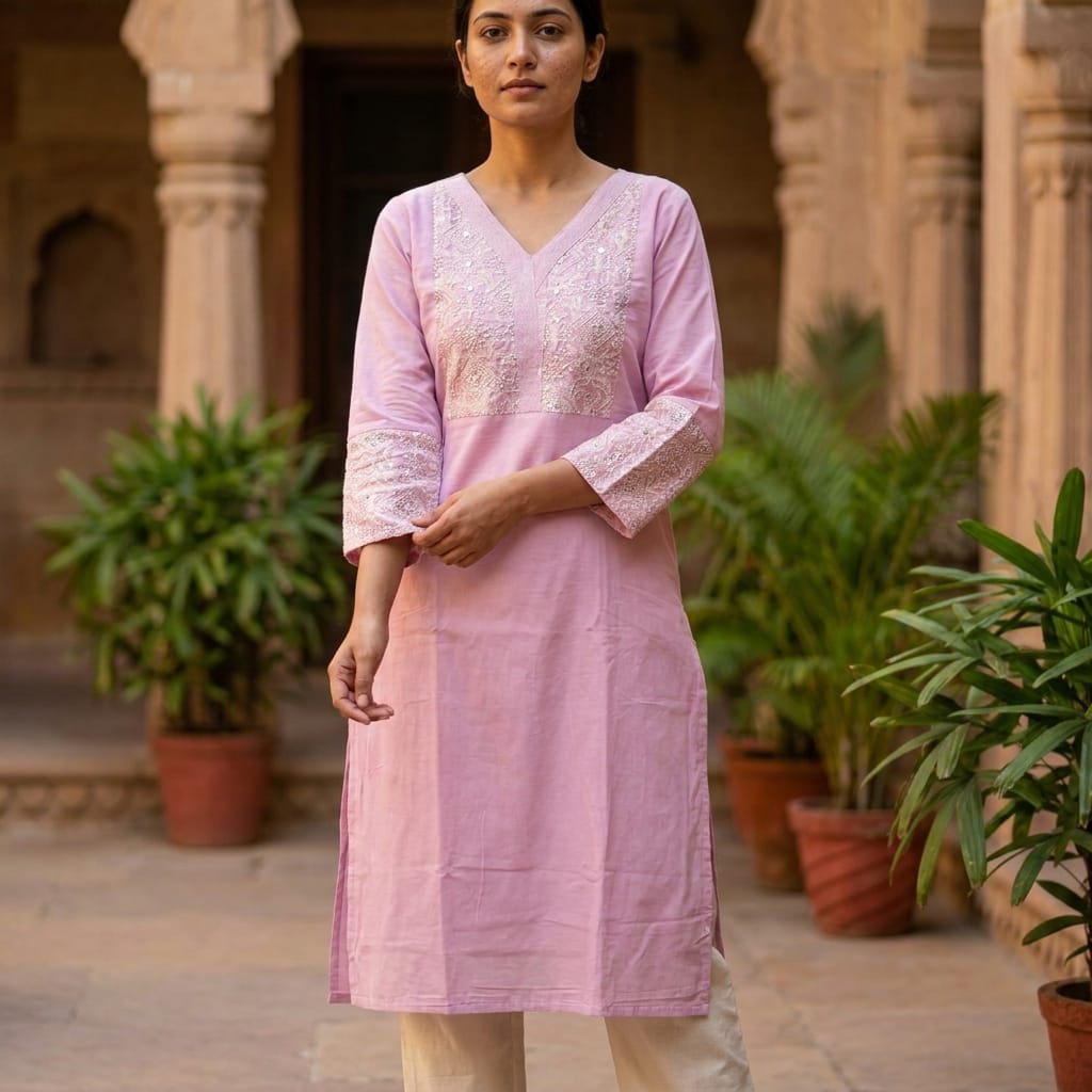 Pink Cotton Kurti