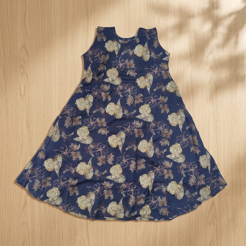 Blue Cotton Silk Kurti