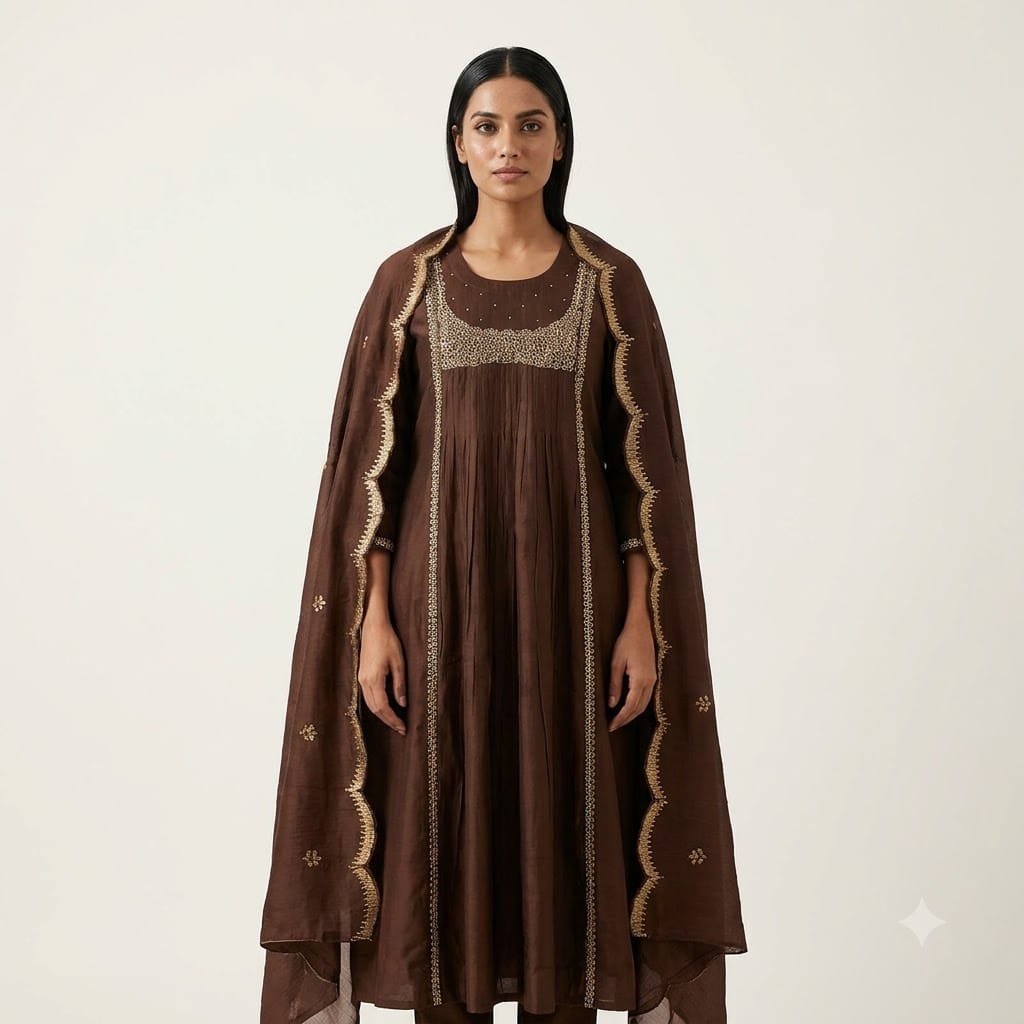 Brown Cotton Silk Salwar | 11395