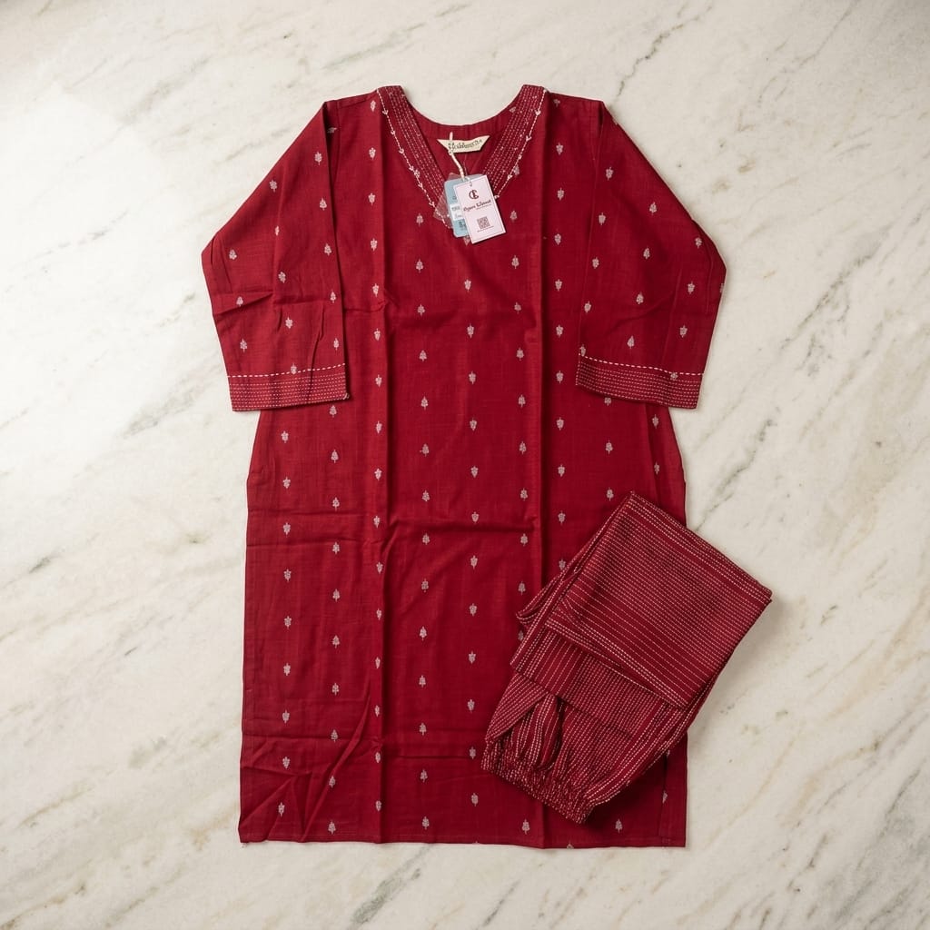 Red Cotton Co-ord Set