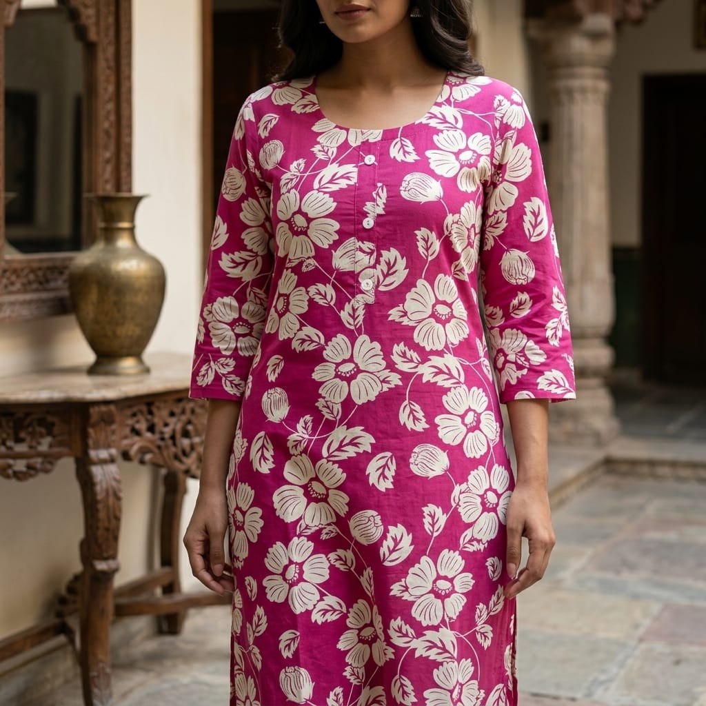 Pink Rayon Kurti