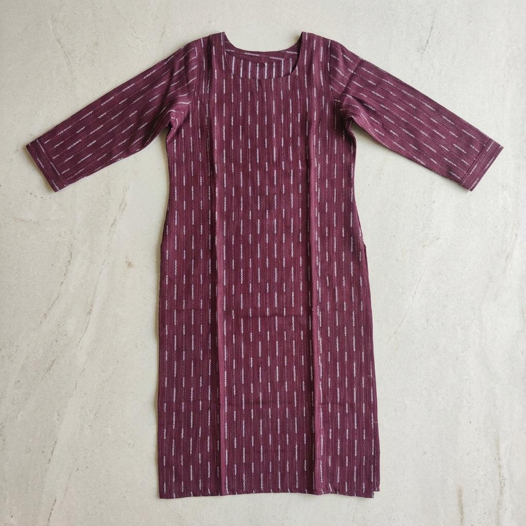 Maroon Cotton Silk Kurti