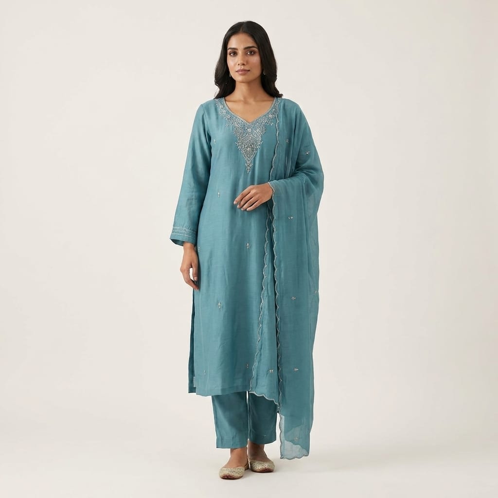 Blue Chanderi Silk Salwar | 11236