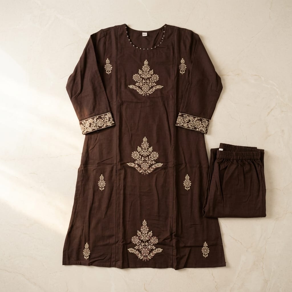 Brown Cotton Co-ord Set