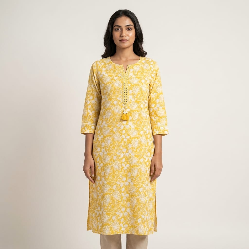 Yellow Cotton Kurti