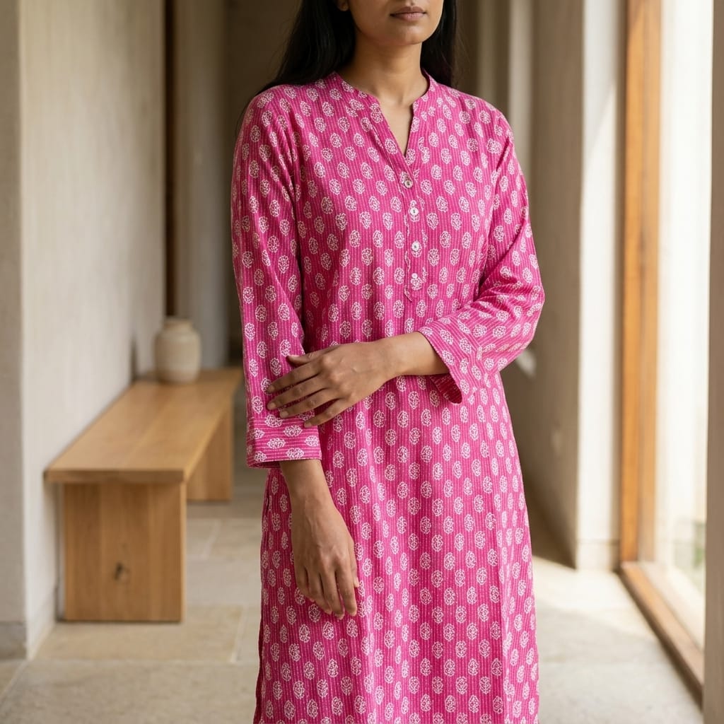 Pink Cotton Kurti