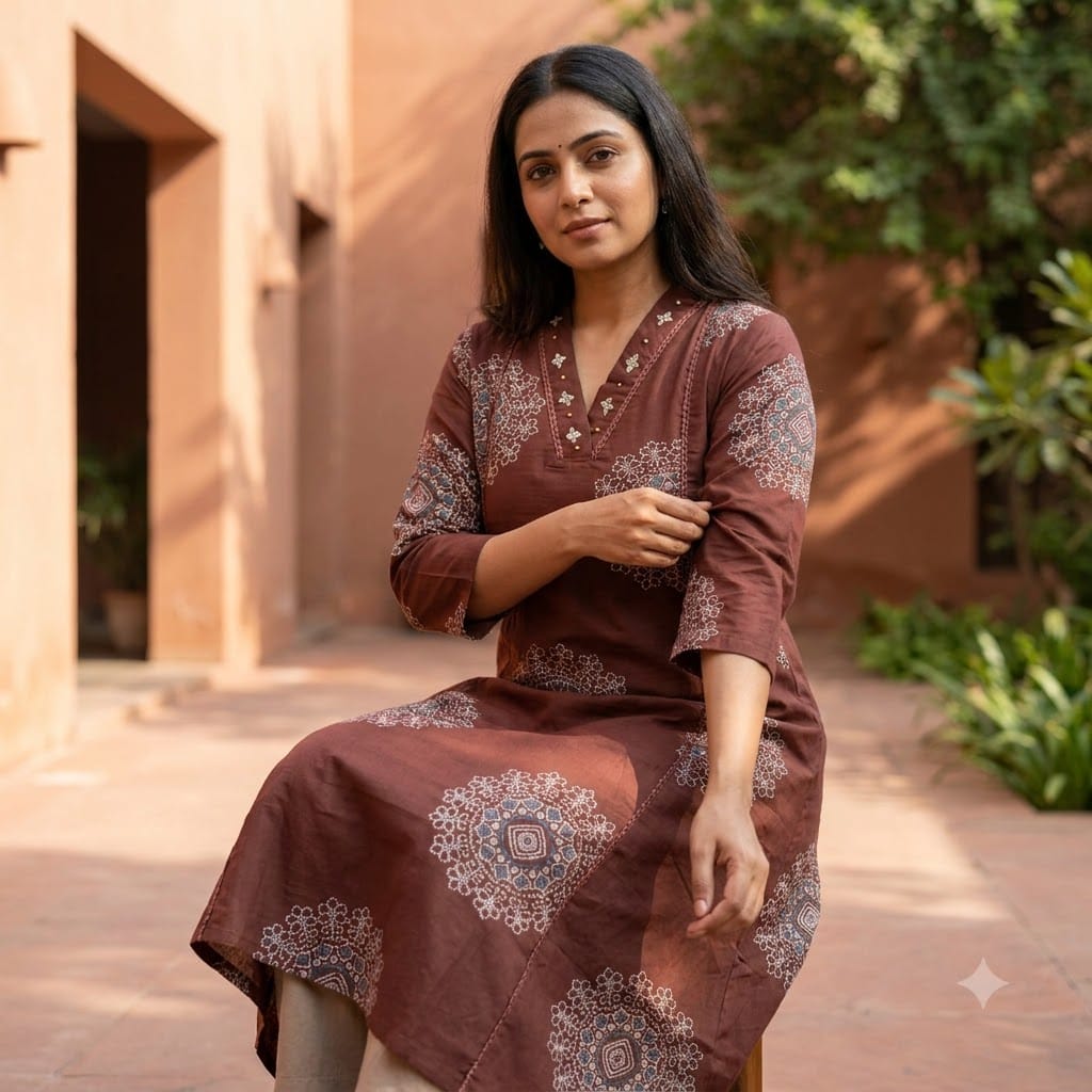 Brick Cotton Kurti | 11446