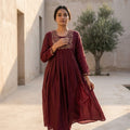 Maroon Cotton Silk Kurti